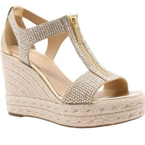 NWOT Michael Kors Berkley Mid Wedge, Pale Gold, 7.5